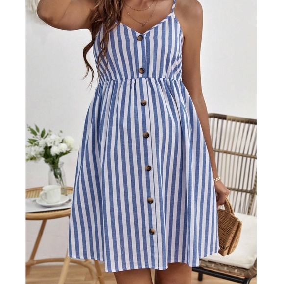 Maternity Stripes Ruffle Cami Dress - Picture 3 of 4